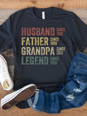 Personalized Dad Grandpa Shirt Fathers Day Shirt Husband Father Grandpa Legend Grandfather Custom Dates riracha 3