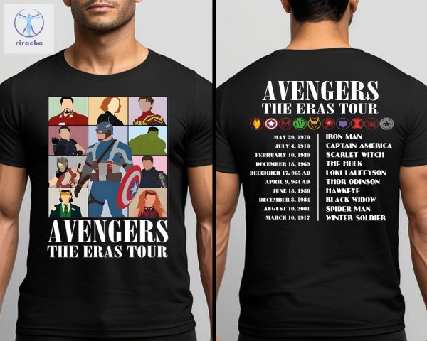Disney Avengers The Eras Tour Shirt Marvel Super Hero Shirt Disneyland Hulk Shirts Winter Soldier Iron Man Unique riracha 1