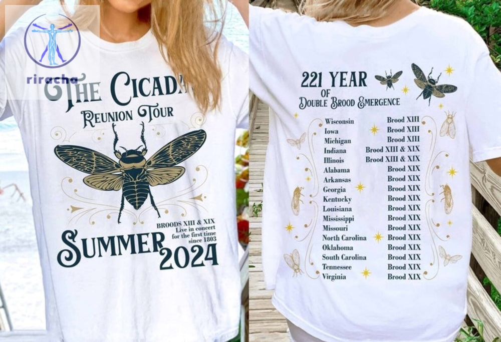 The Cicadas Reunion Tour Summer 2024 Shirt Double Broods Xiii  Xix Cicada Scream Skreeee Insect Nature Lover Tee Unique