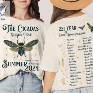 The Cicadas Reunion Tour Summer 2024 Shirt Double Broods Xiii Xix Cicada Scream Skreeee Insect Nature Lover Tee Unique riracha 3