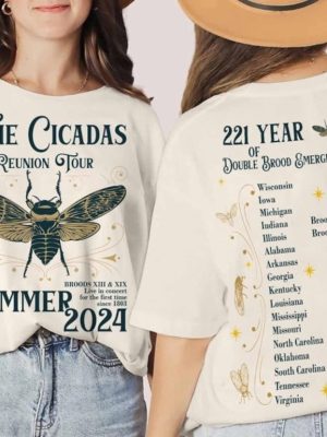 The Cicadas Reunion Tour Summer 2024 Shirt Double Broods Xiii Xix Cicada Scream Skreeee Insect Nature Lover Tee Unique riracha 3