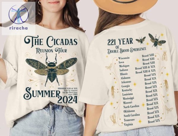 The Cicadas Reunion Tour Summer 2024 Shirt Double Broods Xiii Xix Cicada Scream Skreeee Insect Nature Lover Tee Unique riracha 3
