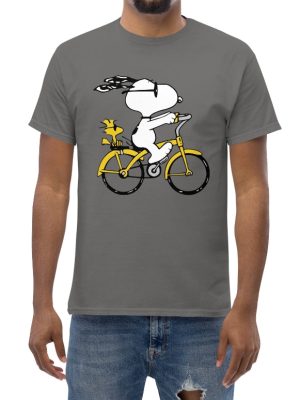 Peanuts Snoopy Woodstock Riding Bike T Shirt Cartoon T Shirt Snoopy Dday Charlie Brown Superstar Unique riracha 2