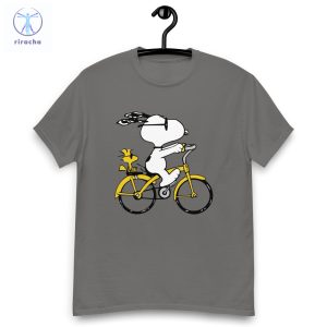 Peanuts Snoopy Woodstock Riding Bike T Shirt Cartoon T Shirt Snoopy Dday Charlie Brown Superstar Unique riracha 3