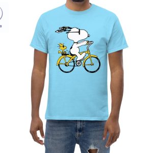 Peanuts Snoopy Woodstock Riding Bike T Shirt Cartoon T Shirt Snoopy Dday Charlie Brown Superstar Unique riracha 5