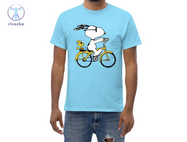 Peanuts Snoopy Woodstock Riding Bike T Shirt Cartoon T Shirt Snoopy Dday Charlie Brown Superstar Unique riracha 5