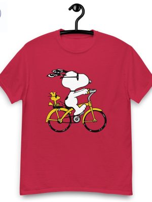 Peanuts Snoopy Woodstock Riding Bike T Shirt Cartoon T Shirt Snoopy Dday Charlie Brown Superstar Unique riracha 7