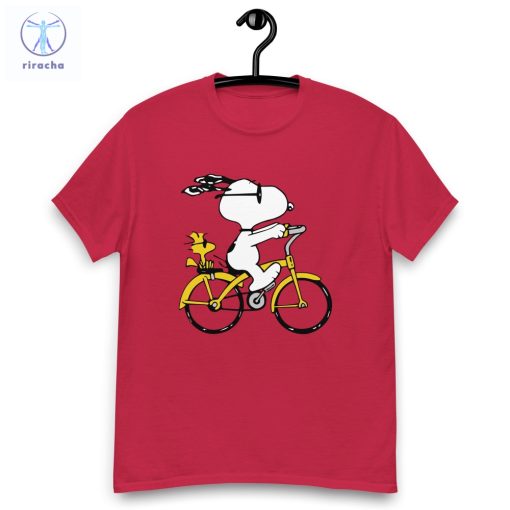 Peanuts Snoopy Woodstock Riding Bike T Shirt Cartoon T Shirt Snoopy Dday Charlie Brown Superstar Unique riracha 7