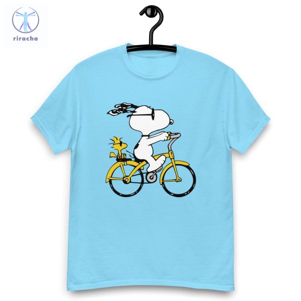 Peanuts Snoopy Woodstock Riding Bike T Shirt Cartoon T Shirt Snoopy Dday Charlie Brown Superstar Unique riracha 8