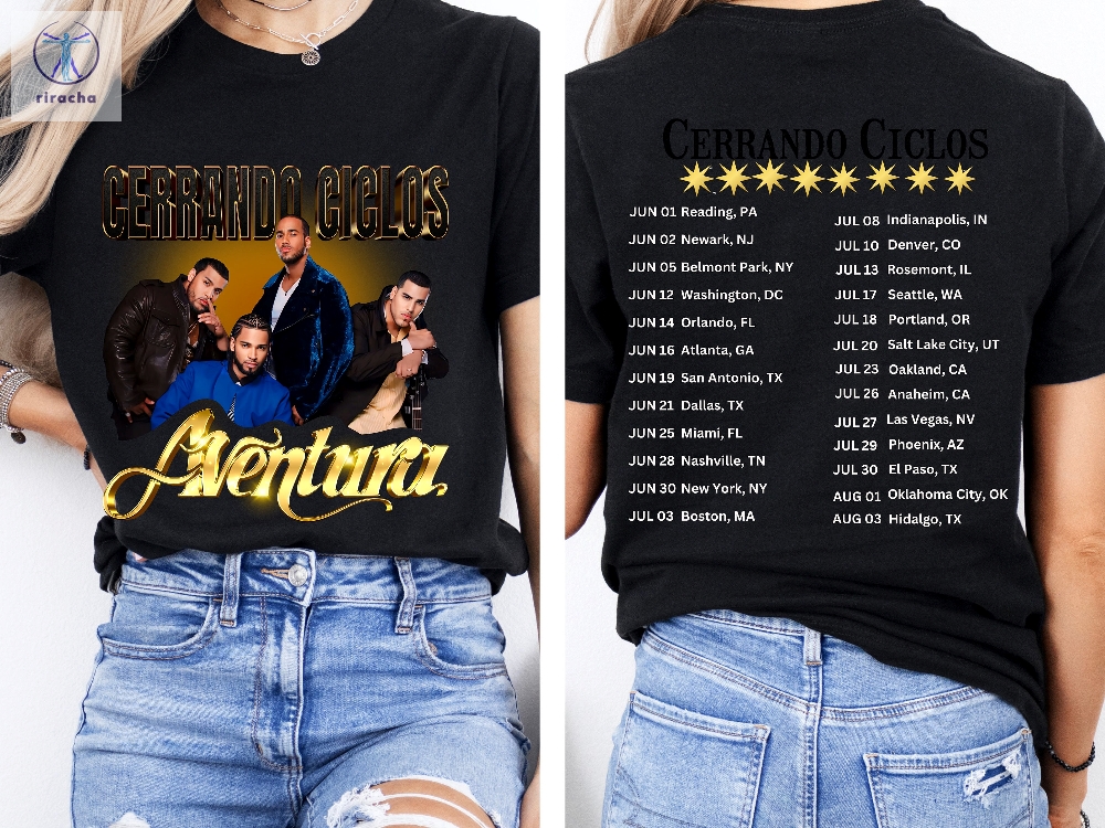 Two Sided Aventura Tour Shirt Aventura Bachata Graphic Shirt Aventura Concert Group Shirt Romeo Santos Shirt Unique