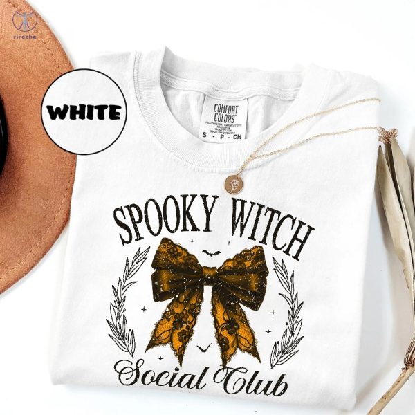 Retro Halloween Shirt Spooky Witch Social Club Shirt Vintage Bowtie Halloween Shirt Witch Shirt Retro Fall Shirt Fall Shirt riracha 1