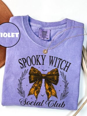 Retro Halloween Shirt Spooky Witch Social Club Shirt Vintage Bowtie Halloween Shirt Witch Shirt Retro Fall Shirt Fall Shirt riracha 2