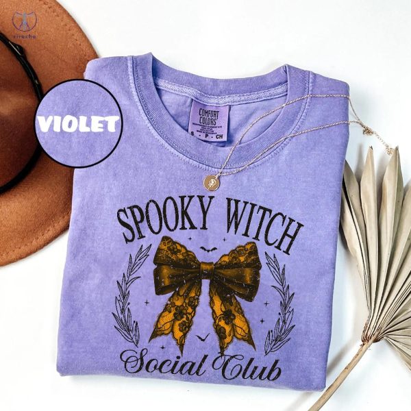 Retro Halloween Shirt Spooky Witch Social Club Shirt Vintage Bowtie Halloween Shirt Witch Shirt Retro Fall Shirt Fall Shirt riracha 2