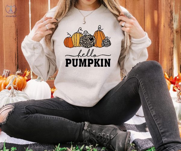 Hello Pumpkin Sweatshirt Cute Fall Sweatshirts For Women Thanksgiving Gift Halloween Sweatshirts For Women riracha 7