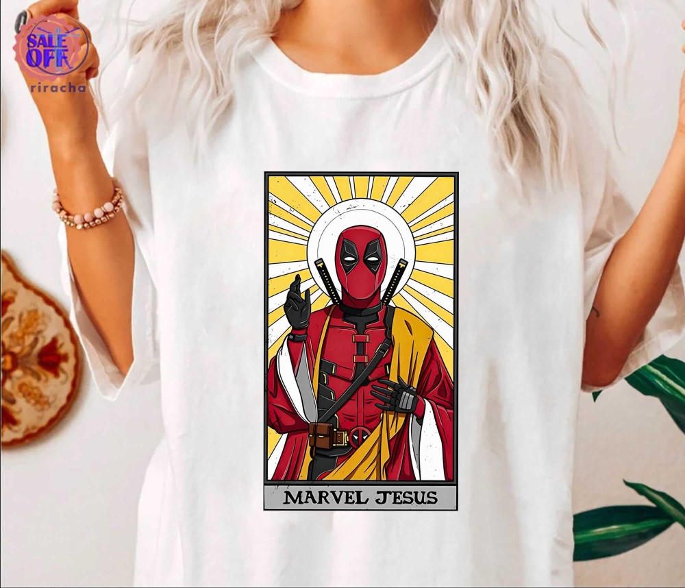 Deadpool Jesus Tarot Card Shirt Deadpool Wolverine Shirt Superhero Besties Shirt Superhero X Men Superhero Shirt
