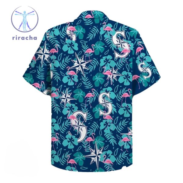 Night 2024 Settle Mariners Flamingo Hibiscus Flower Hawaiian Shirt riracha 2