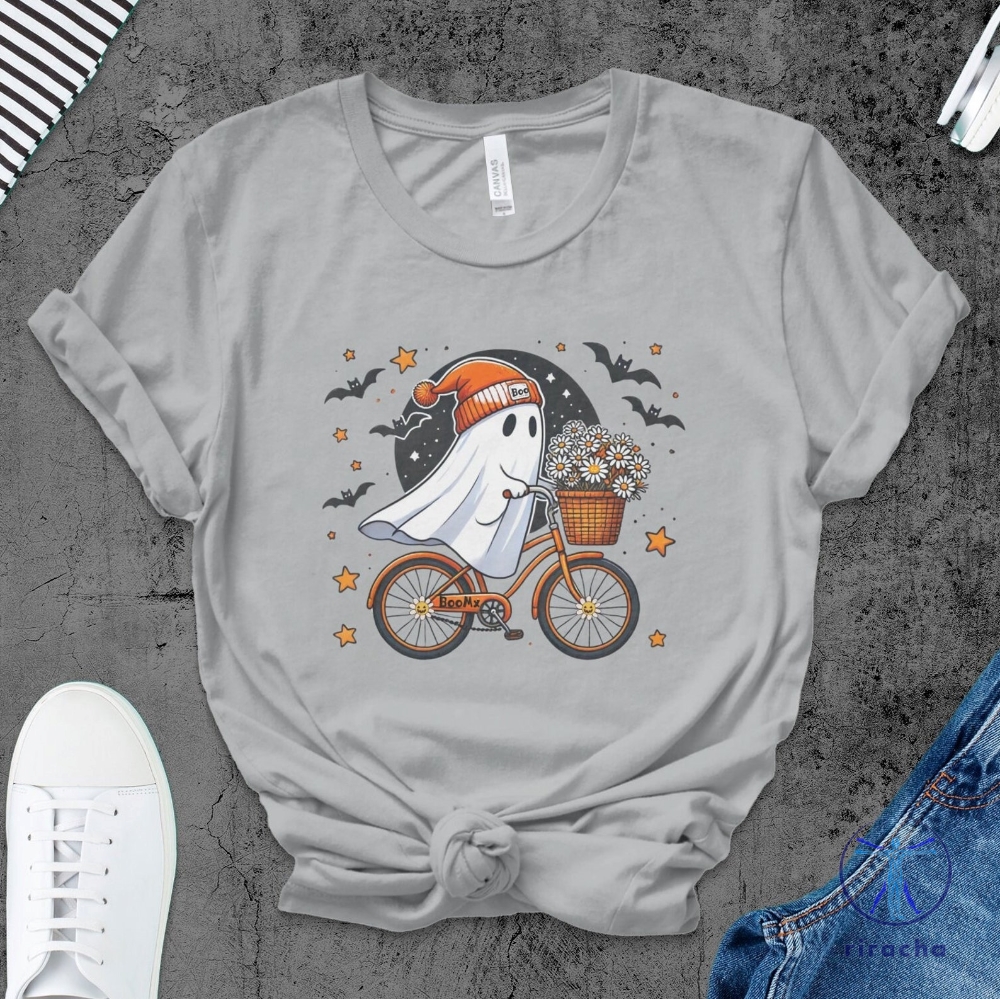 Halloween Ghost Shirt Cute Ghost Shirt Womens Halloween Shirt Ghost Face Costume Shirt Ghost Bike Shirt riracha 1