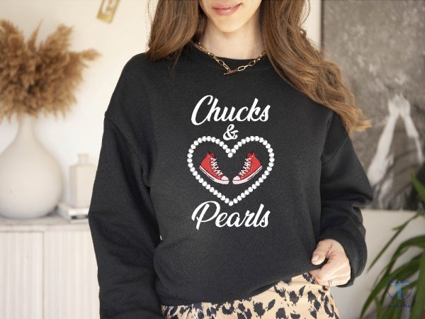 Chucks And Pearls Sweatshirt Im With Her Kamala Shirt Kamala 2024 Shirt Chucks And Pearls T Shirt riracha 1