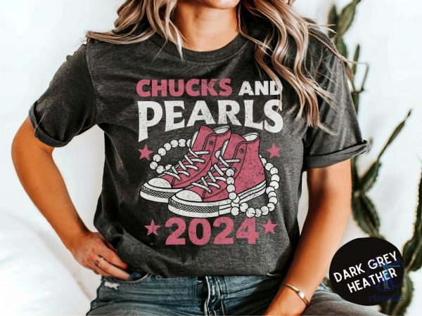 Chucks And Pearls 2024 Pink Sneakers T Shirt Chucks And Pearls T Shirt riracha 2