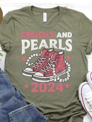 Chucks And Pearls 2024 Pink Sneakers T Shirt Chucks And Pearls T Shirt riracha 5