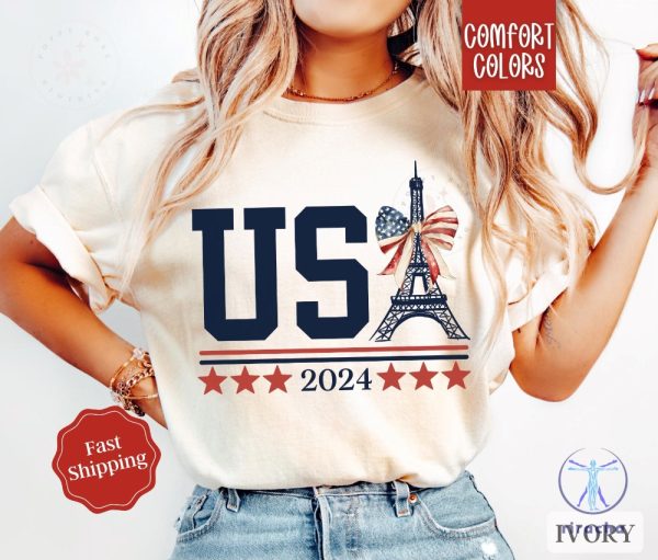 2024 Paris Olympics Shirt Usa Eiffel Tower Tshirt Usa 2024 Tshirt Team Usa Shirt riracha 3