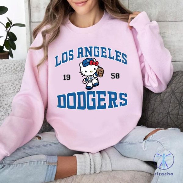 Dodger Kitty Sweatshirt Blue Dodger Kitty Crewneck Hello Kitty Dodgers Shirt Hello Kitty Dodgers T Shirt riracha 1