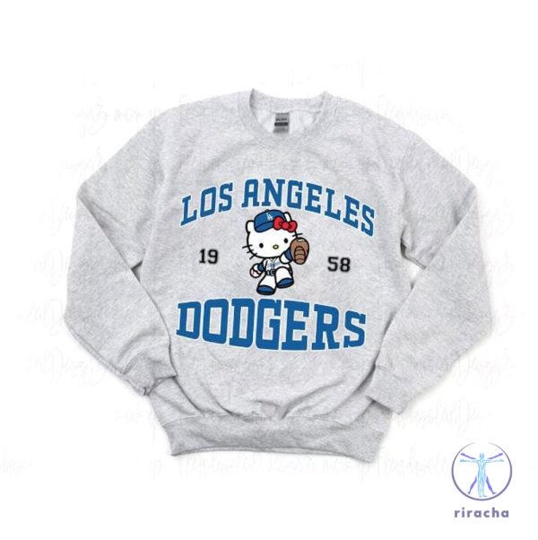 Dodger Kitty Sweatshirt Blue Dodger Kitty Crewneck Hello Kitty Dodgers Shirt Hello Kitty Dodgers T Shirt riracha 2