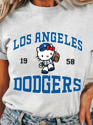 Dodger Kitty Sweatshirt Blue Dodger Kitty Crewneck Hello Kitty Dodgers Shirt Hello Kitty Dodgers T Shirt riracha 3