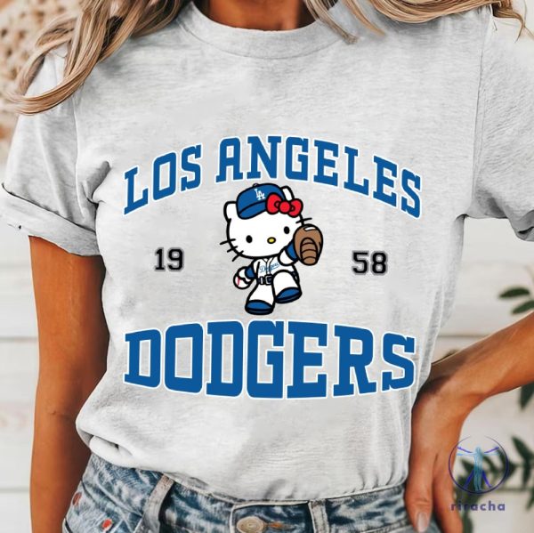 Dodger Kitty Sweatshirt Blue Dodger Kitty Crewneck Hello Kitty Dodgers Shirt Hello Kitty Dodgers T Shirt riracha 3