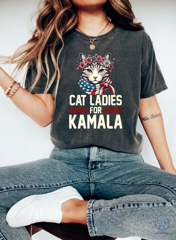 Cat Ladies For Kamala Shirt Karma Is A Cat T Shirt Kamala Harris Cat Shirt Karma Is A Cat Shirt riracha 1