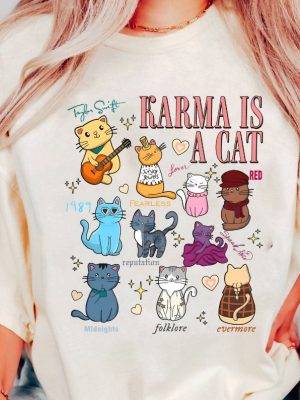 Vintage Karma Is A Cat Shirt Karma Is A Cat T Shirt Taylor Eras Cat Lover Tee Karma Is A Cat Shirt riracha 3