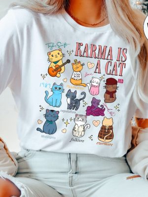 Vintage Karma Is A Cat Shirt Karma Is A Cat T Shirt Taylor Eras Cat Lover Tee Karma Is A Cat Shirt riracha 4