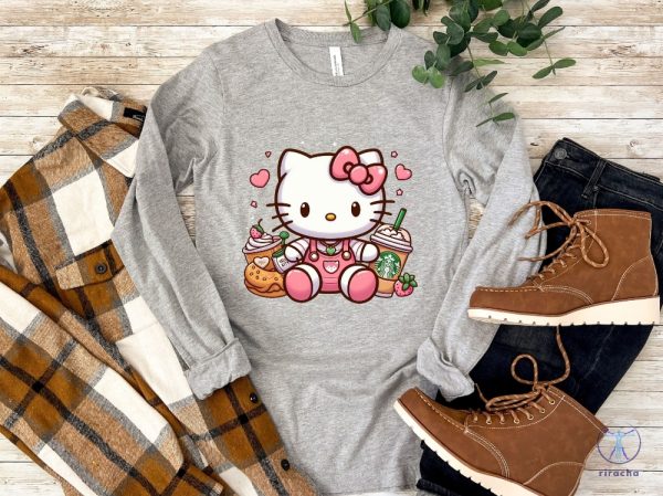 Hello Kitty Coffee Lover Sweatshirt Cat Lover Gift Hoodie Hello Kitty Coffee Shirt riracha 1