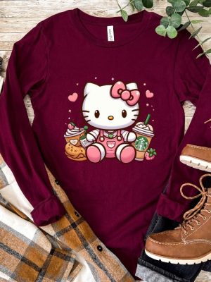 Hello Kitty Coffee Lover Sweatshirt Cat Lover Gift Hoodie Hello Kitty Coffee Shirt riracha 7