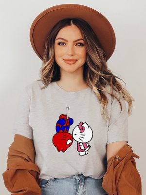 Spiderman And Hello Kitty Shirt Sweatshirt Hoodie Kitty Spiderman Couple Shirt Hello Cat Shirt Kawaii Shirt riracha 3