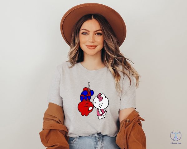 Spiderman And Hello Kitty Shirt Sweatshirt Hoodie Kitty Spiderman Couple Shirt Hello Cat Shirt Kawaii Shirt riracha 3