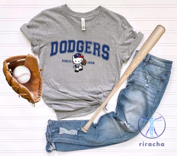 Blue Dodger Kitty T Shirt Hello Kitty Dodgers Shirt riracha 1