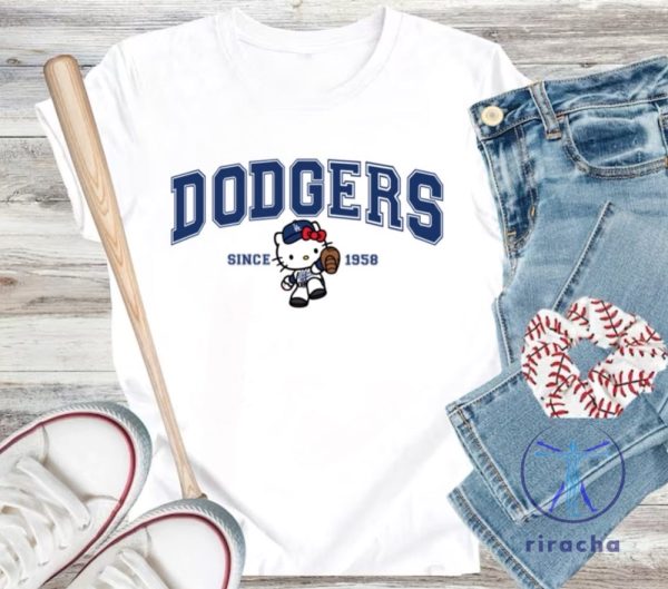 Blue Dodger Kitty T Shirt Hello Kitty Dodgers Shirt riracha 2