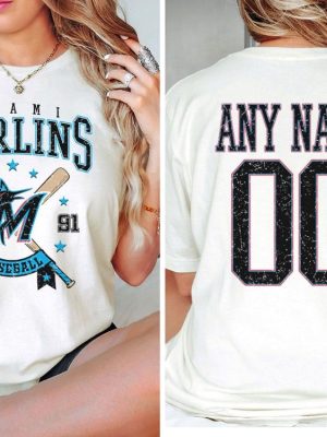 Custom Miami Baseball Tshirt Personalized Name And Number Tshirt Miami Marlins Shirt riracha 2