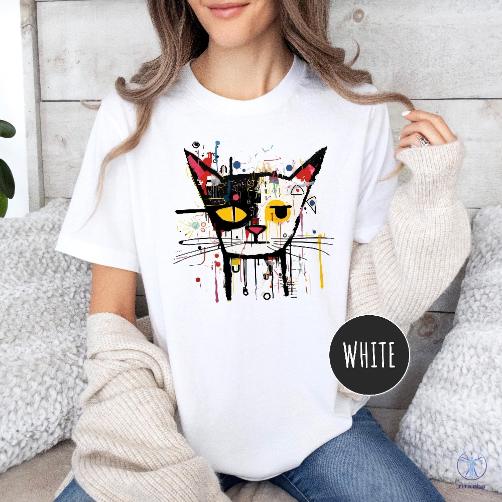 Basquiat Cat Shirt Cat Art Shirt Cat Lover Shirt Gift Funny Cat Shirt Cat Mom Gift Basquiat T Shirt