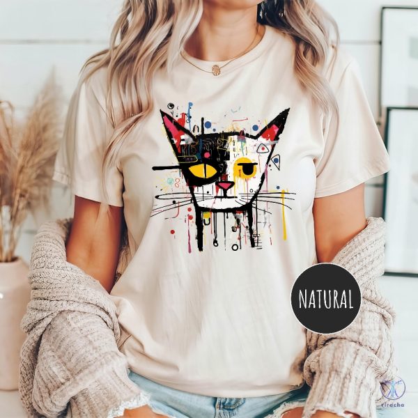 Basquiat Cat Shirt Cat Art Shirt Cat Lover Shirt Gift Funny Cat Shirt Cat Mom Gift Basquiat T Shirt riracha 2