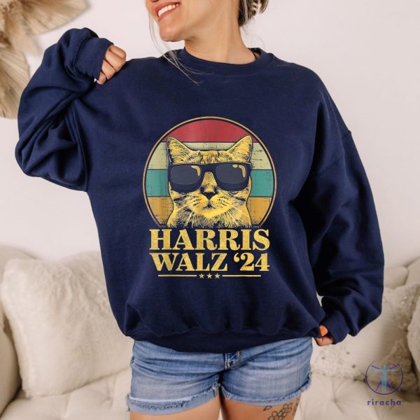 Harris Walz Shirt Election Cat Lady Kamala Harris Tim Waltz Shirt Tim Walz Flannel Shirt riracha 1