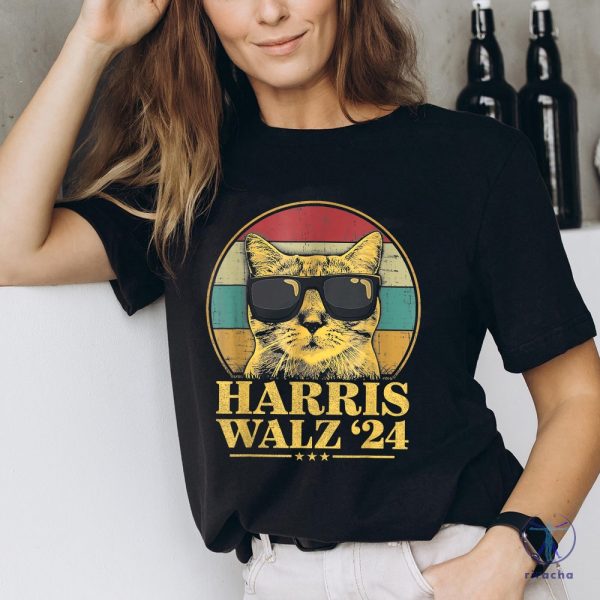 Harris Walz Shirt Election Cat Lady Kamala Harris Tim Waltz Shirt Tim Walz Flannel Shirt riracha 3