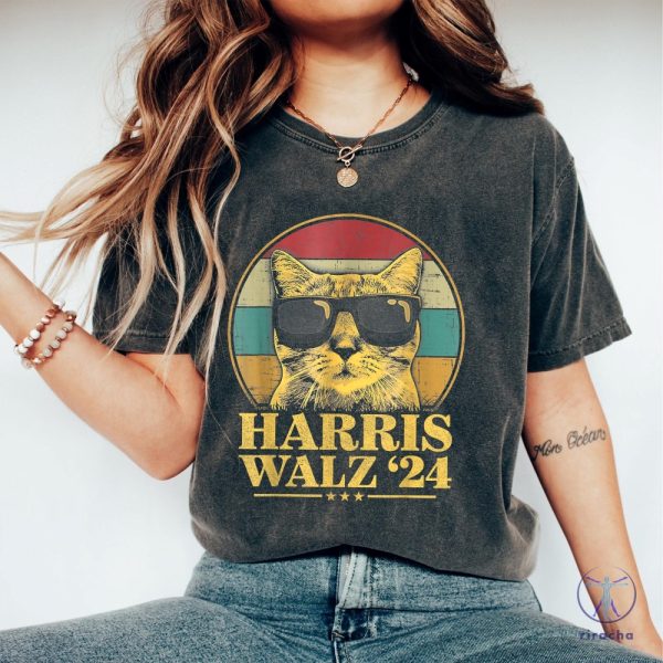 Harris Walz Shirt Election Cat Lady Kamala Harris Tim Waltz Shirt Tim Walz Flannel Shirt riracha 4