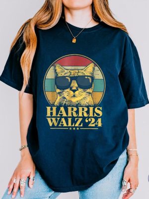 Harris Walz Shirt Election Cat Lady Kamala Harris Tim Waltz Shirt Tim Walz Flannel Shirt riracha 5