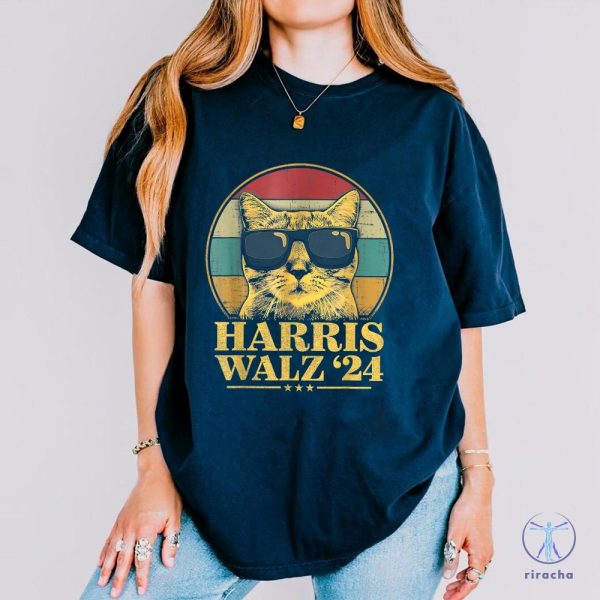 Harris Walz Shirt Election Cat Lady Kamala Harris Tim Waltz Shirt Tim Walz Flannel Shirt riracha 5