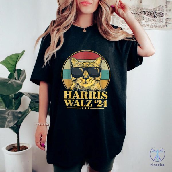 Harris Walz Shirt Election Cat Lady Kamala Harris Tim Waltz Shirt Tim Walz Flannel Shirt riracha 6