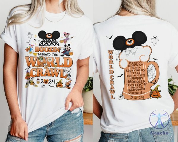 Boozin Around The World Crawl 2024 Halloween Shirt Disneyland Drinking Around The World Shirt riracha 1