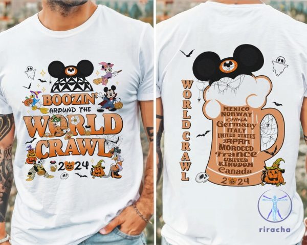 Boozin Around The World Crawl 2024 Halloween Shirt Disneyland Drinking Around The World Shirt riracha 2