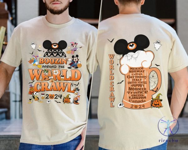 Boozin Around The World Crawl 2024 Halloween Shirt Disneyland Drinking Around The World Shirt riracha 3